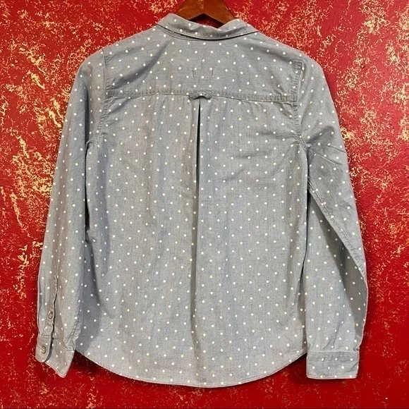MADEWELL Blue Polka Dots Chambray Top Blouse Shirt SMALL S - Picture 6 of 12